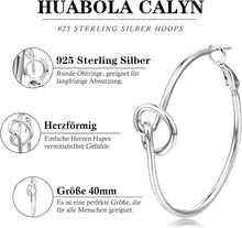925 Sterling Silber Creolen Damen Herz 40mm Hypoallergen