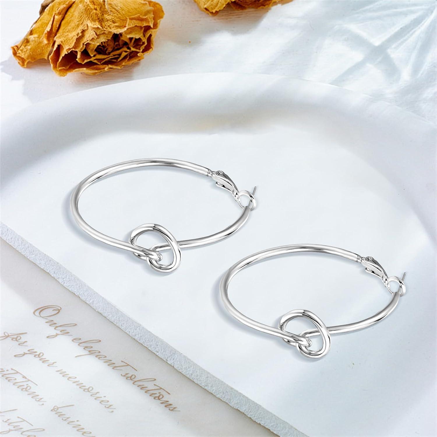 925 Sterling Silber Creolen Herz 40mm Damen Ohrringe Silber