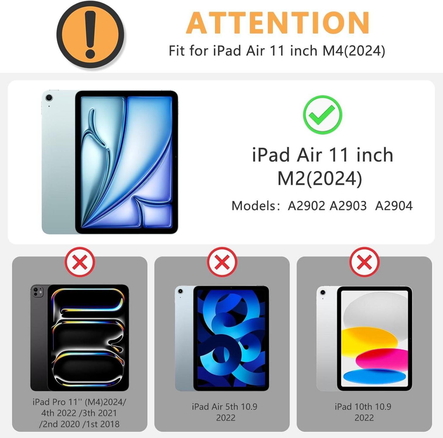 OMOTON iPad Air 11 Zoll M2 (2024) Panzer Schutz Glas, 2 Stück Display Anti-Bläschen