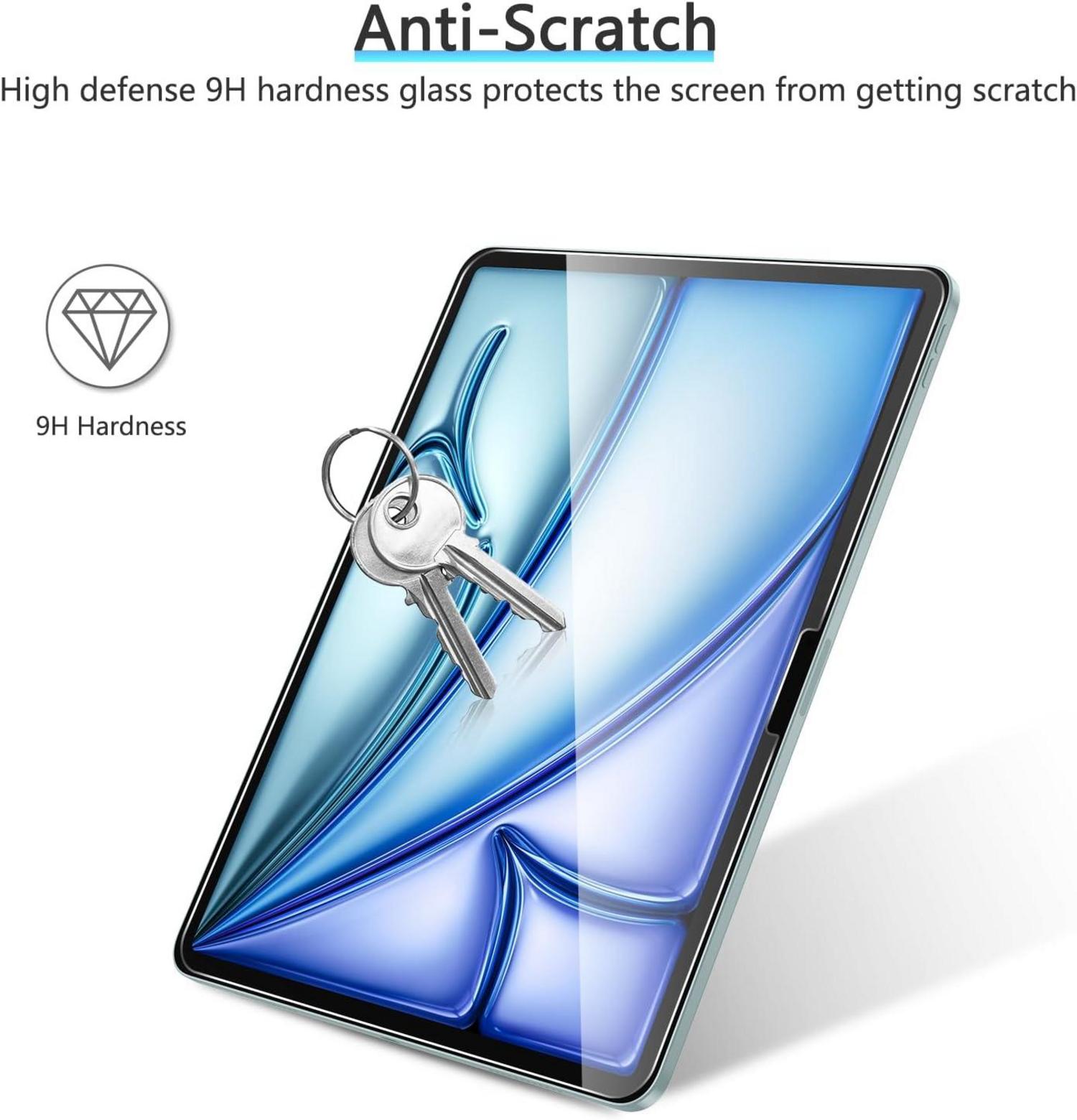 Schutzfolie für iPad Air 11 Zoll M2 2024 Panzer Schutzglas 2 Stück Anti-Bläschen