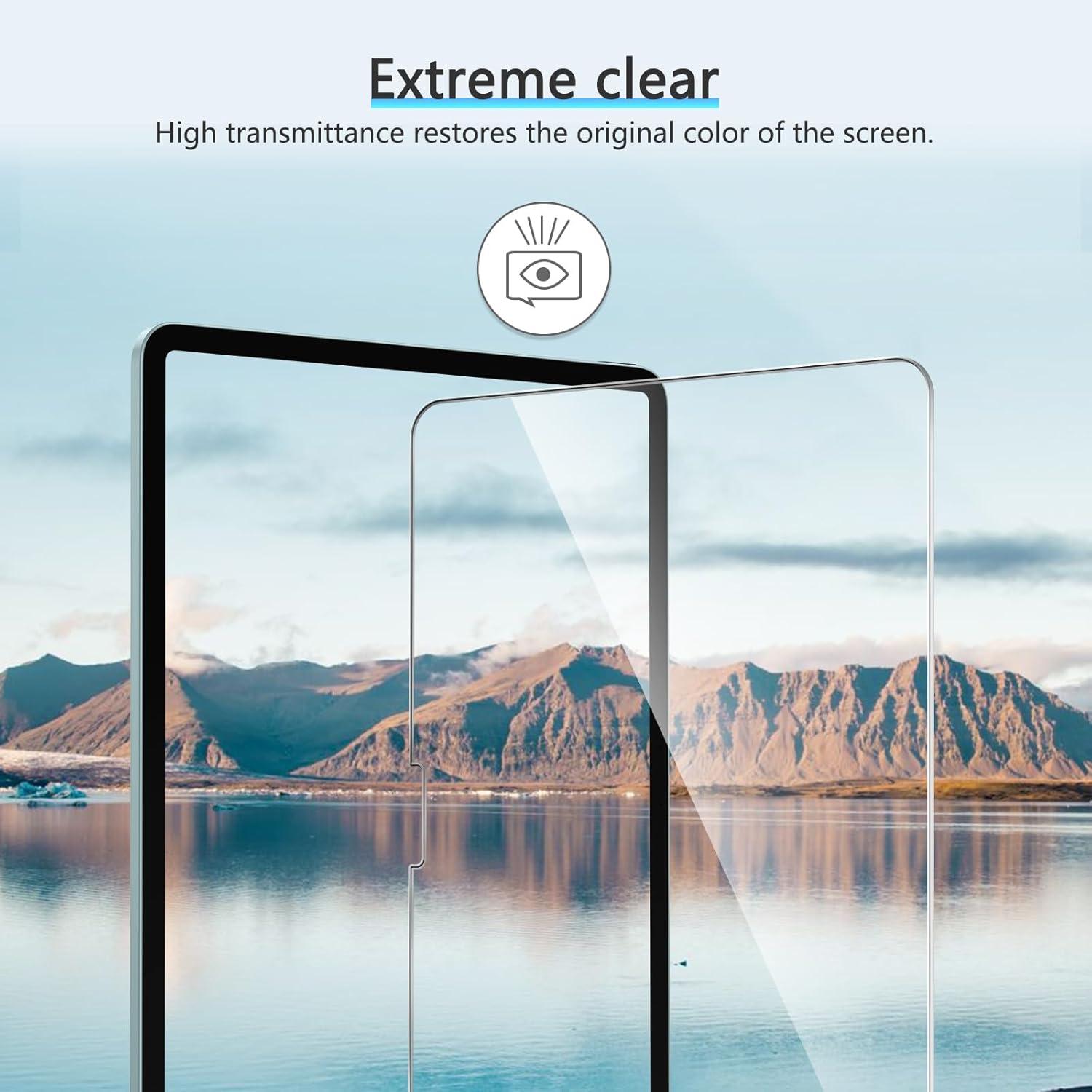 OMOTON iPad Air 11 Zoll M2 (2024) Panzer Schutz Glas, 2 Stück Display Anti-Bläschen