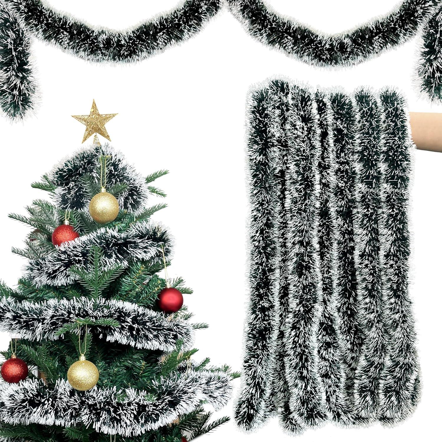 Weihnachtsgirlande 10m Grün Weiß Tannengirlande Künstlich Outdoor