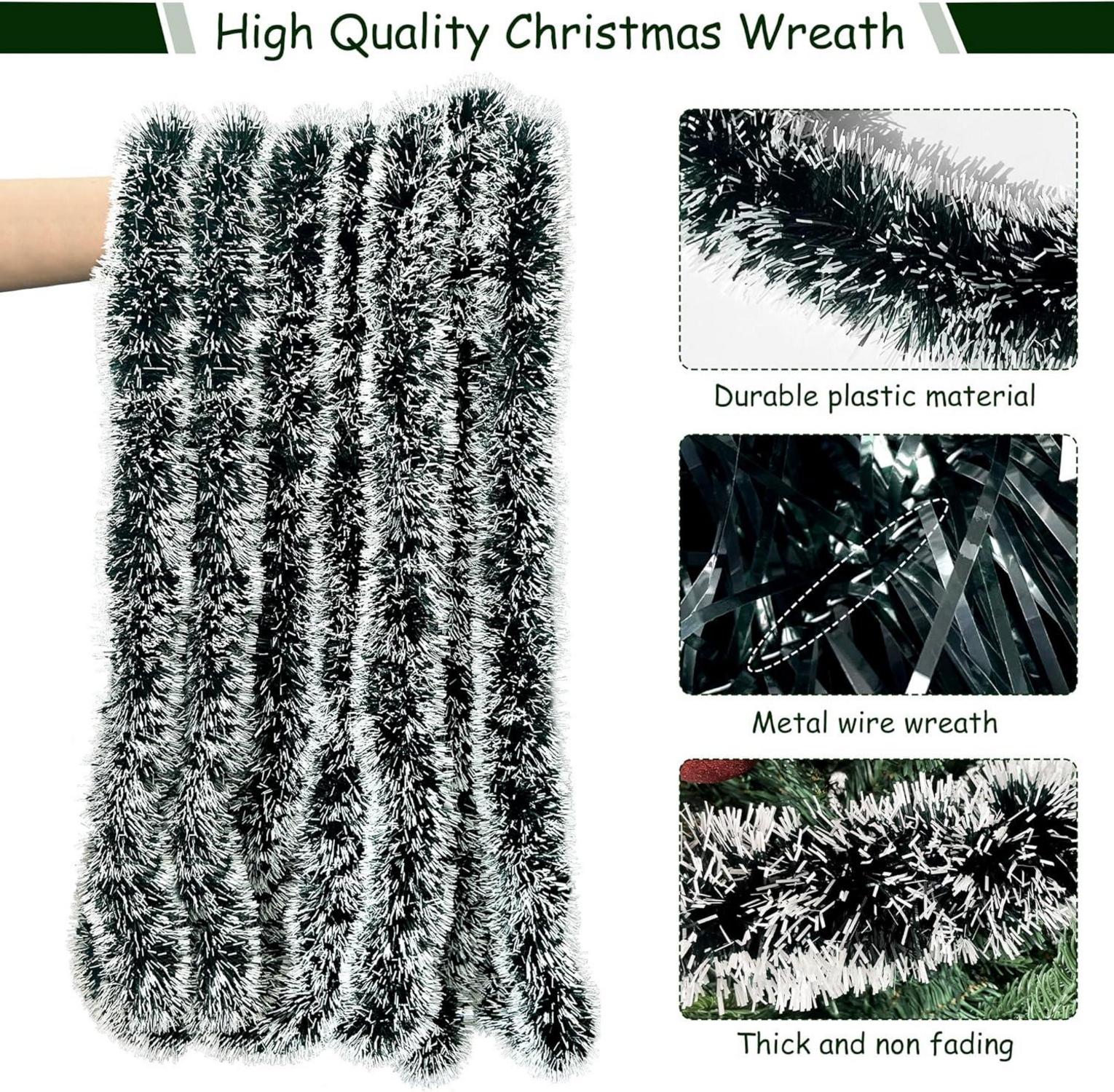 10M Weihnachtsgirlande Grün Weiß Deko Tannengirlande Party