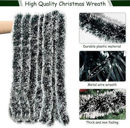 10M Weihnachtsgirlande Grün Weiß Deko Tannengirlande Party