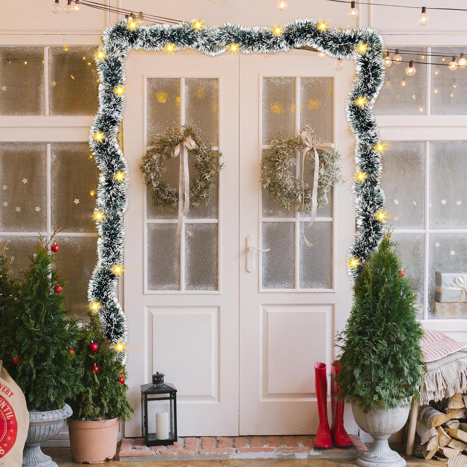 Weihnachtsgirlande 10m Grün Weiß Tannengirlande Deko Christmas Garland