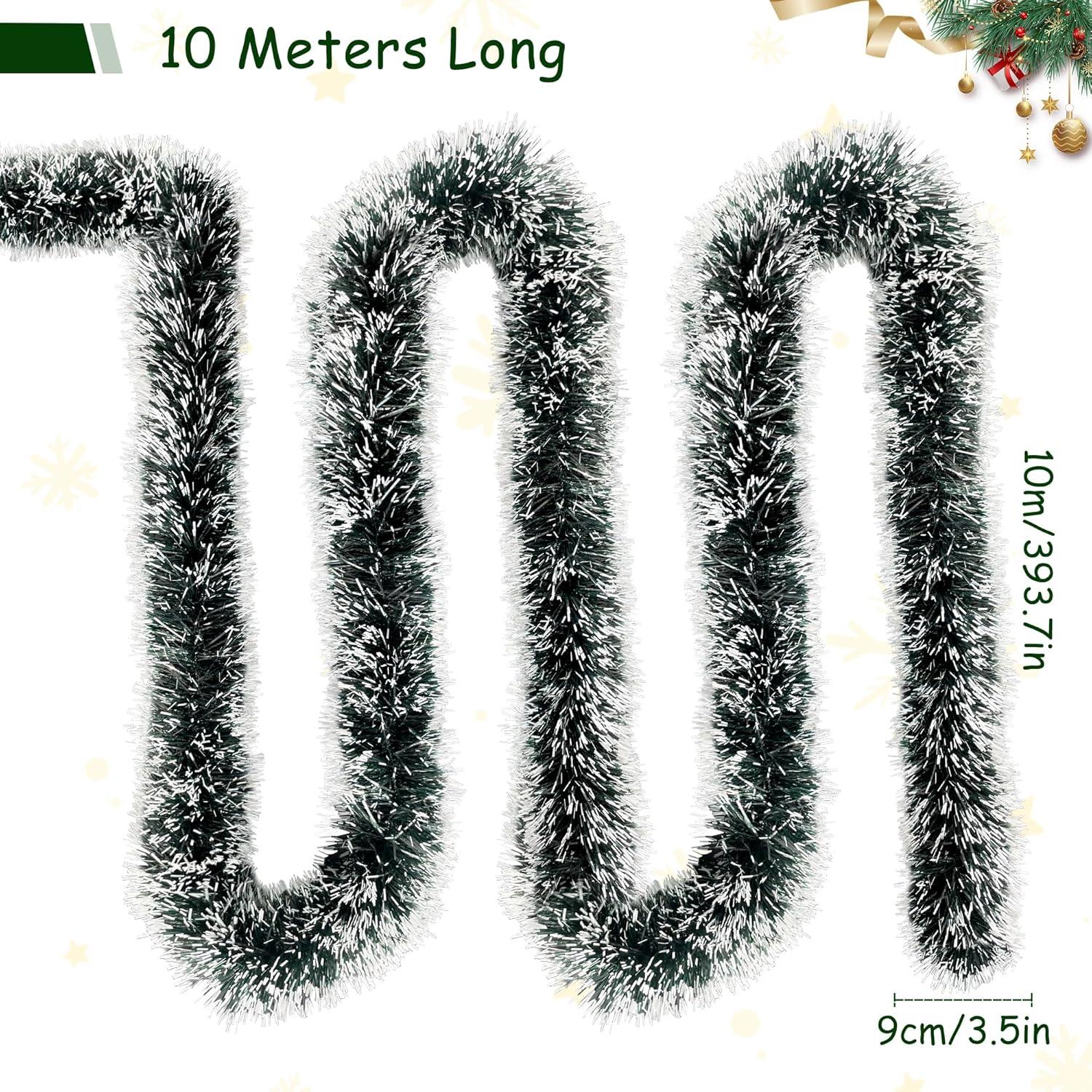 Weihnachtsgirlande 10m Grün Weiß Tannengirlande Deko Christmas Garland