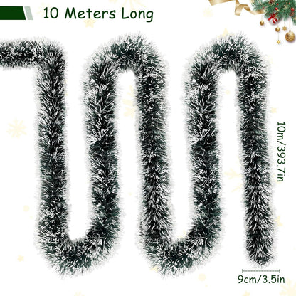 Weihnachtsgirlande 10m Grün Weiß Tannengirlande Deko Christmas Garland