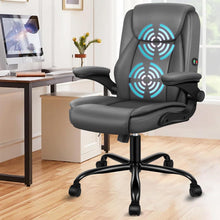 Ergonomischer Massage Gaming Bürostuhl mit Armlehnen Grau PU-Leder