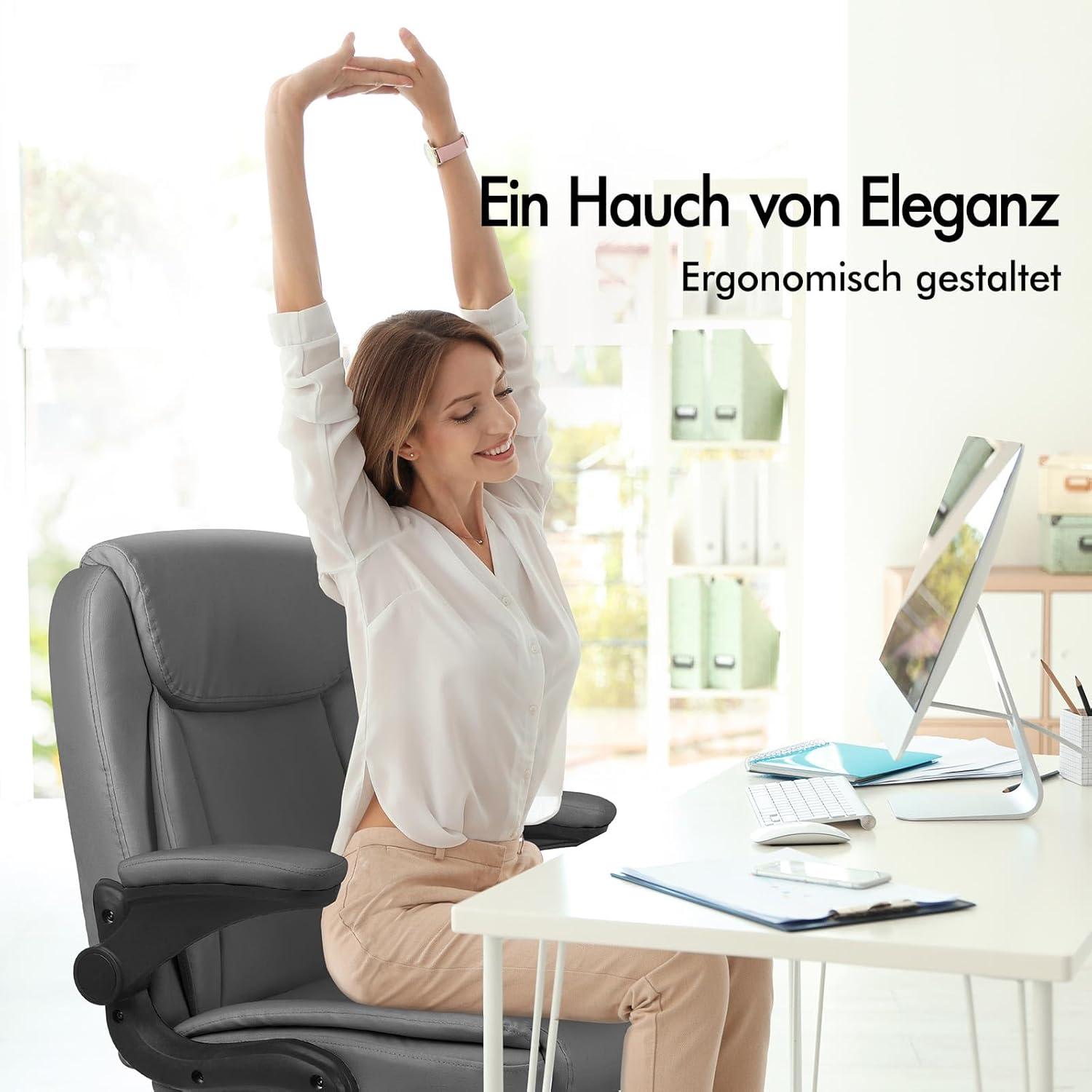 Ergonomischer Massage Bürostuhl Mid Back Klappbare Armlehne Grau PU-Leder