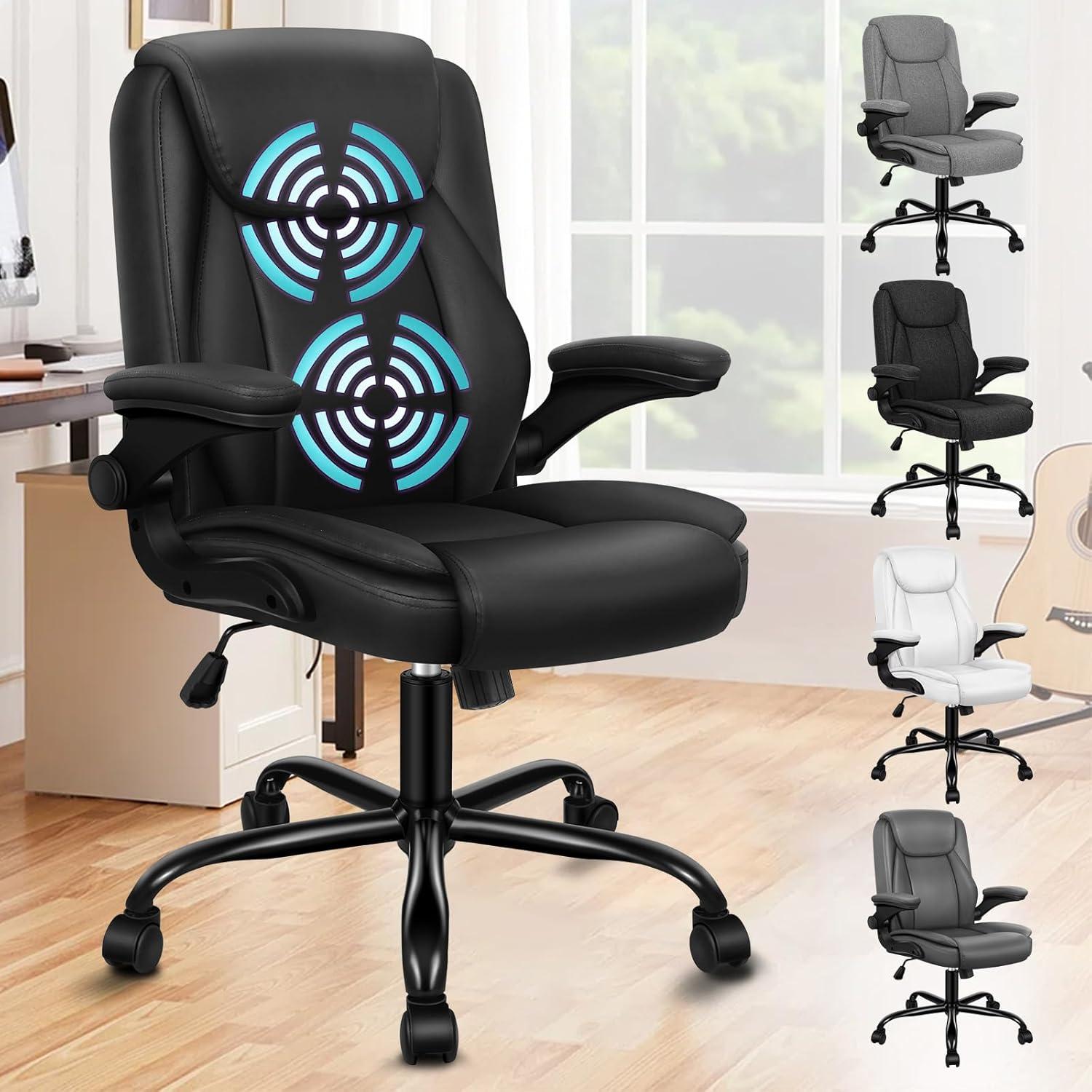 Massage Büro PC Stuhl Leder Schwarz Ergonomisch 150kg