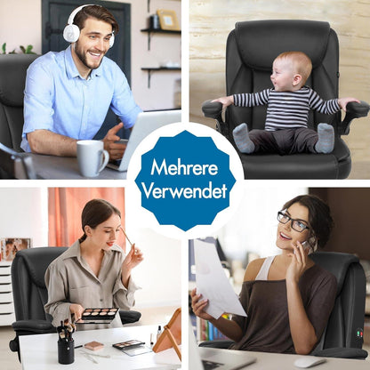 Massage-Bürostuhl Pu-Leder 150kg belastbar ergonomisch 360° schwarz