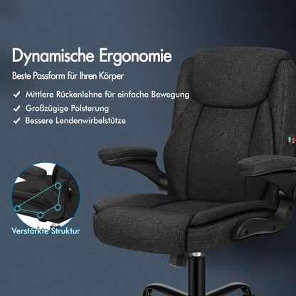 Ergonomischer Massage-Bürostuhl Leinen 150kg Belastbarkeit