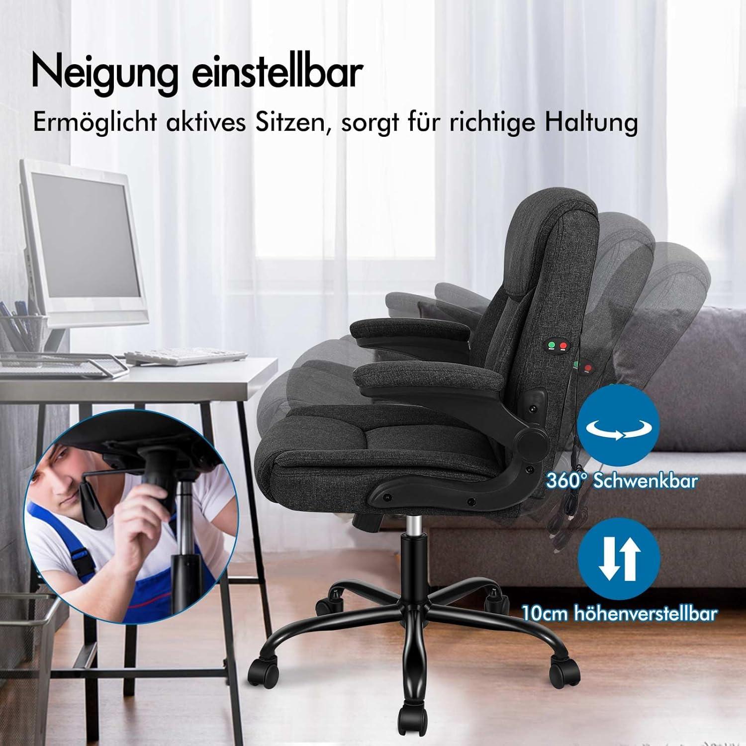 Massage-Bürostuhl Leinen 150kg Belastbarkeit RüCkenlehne Verstellbar