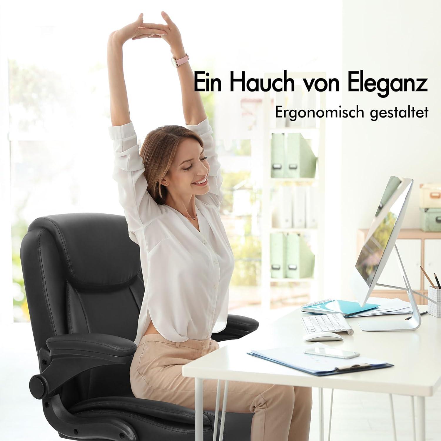Alfordson Ergonomischer Massage Bürostuhl Schwarz 150kg PU-Leder