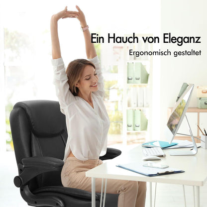 Alfordson Ergonomischer Massage Bürostuhl Schwarz 150kg PU-Leder