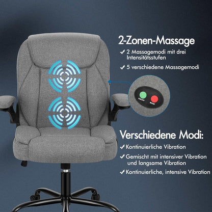 Massage-Bürostuhl Leinen Schwarz 150kg 90-135° Rückenlehne