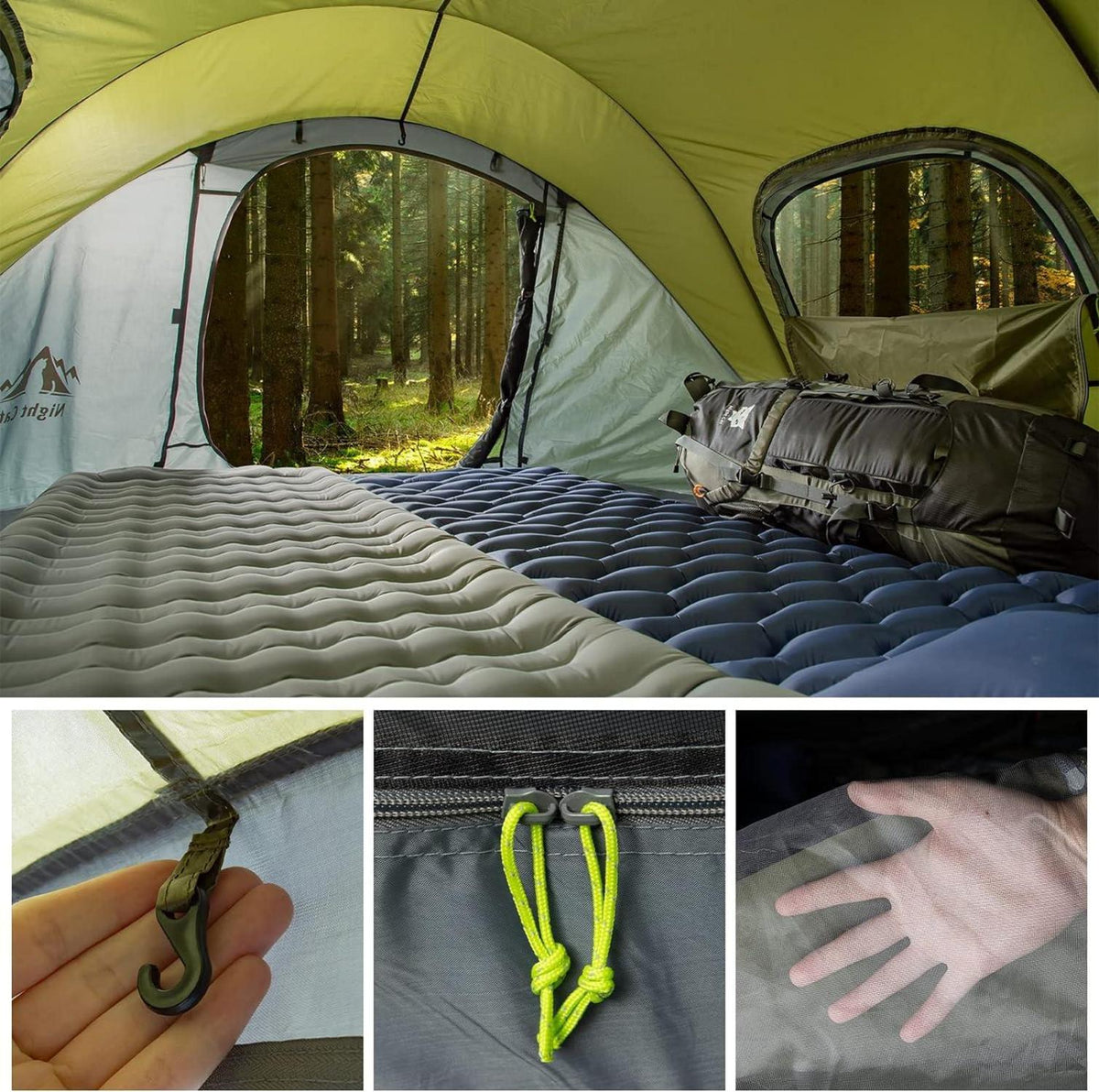 Night Cat Zelt 2-4 Personen Wasserdicht Wurfzelt Atmungsaktiv Camping