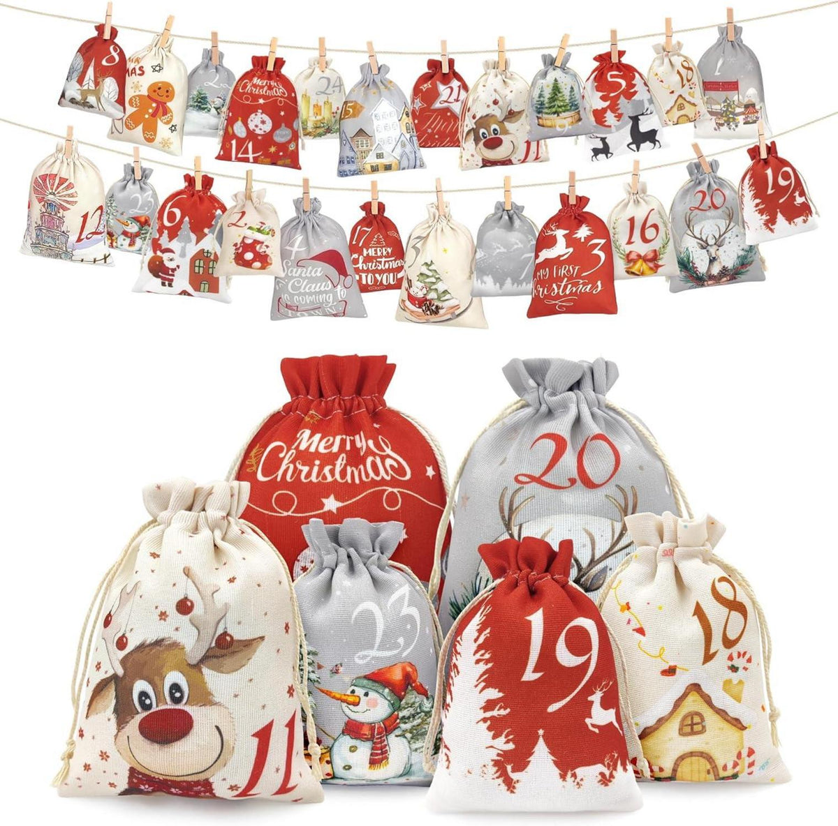 Adventskalender Säckchen Weihnachtskalender selbst befüllen 24