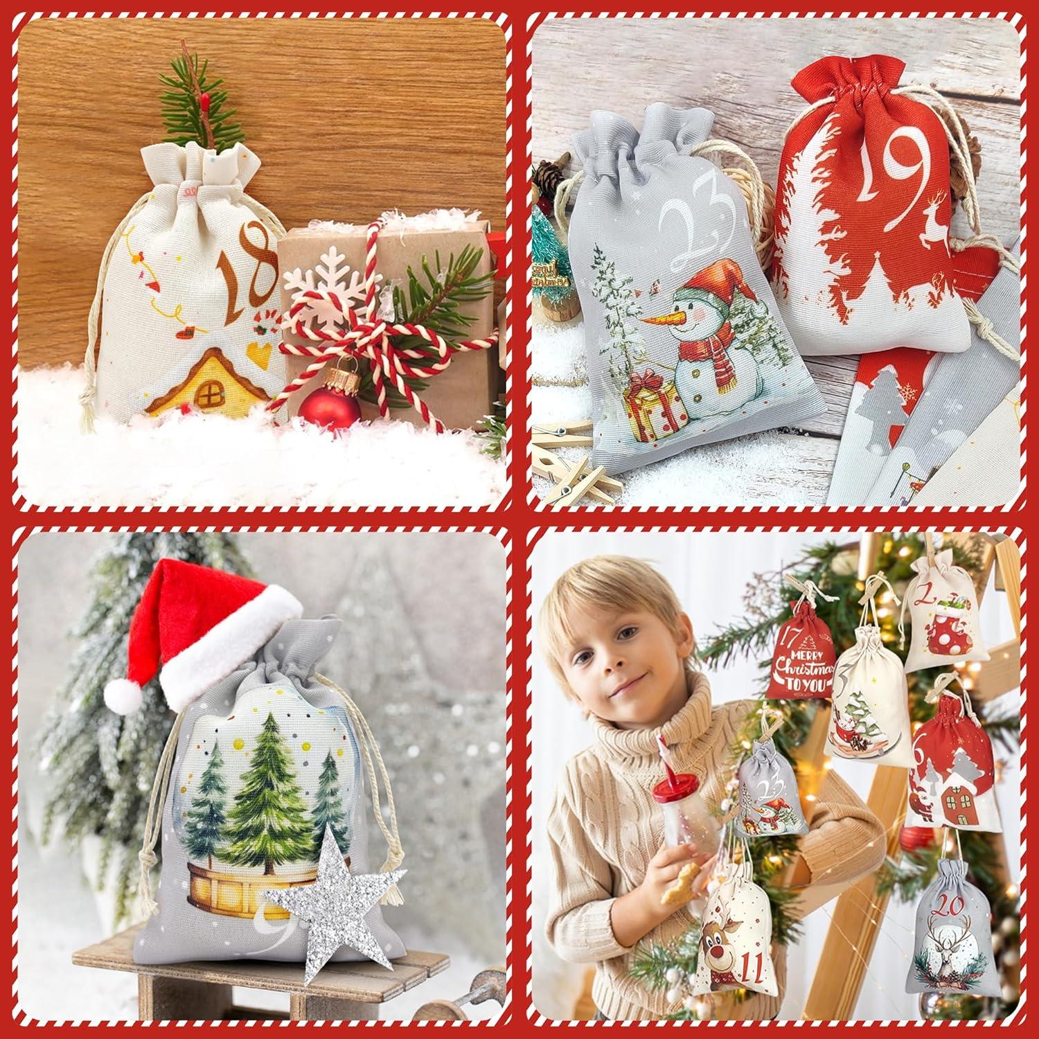 Adventskalender Säckchen Weihnachtskalender zum Befüllen Groß & Klein