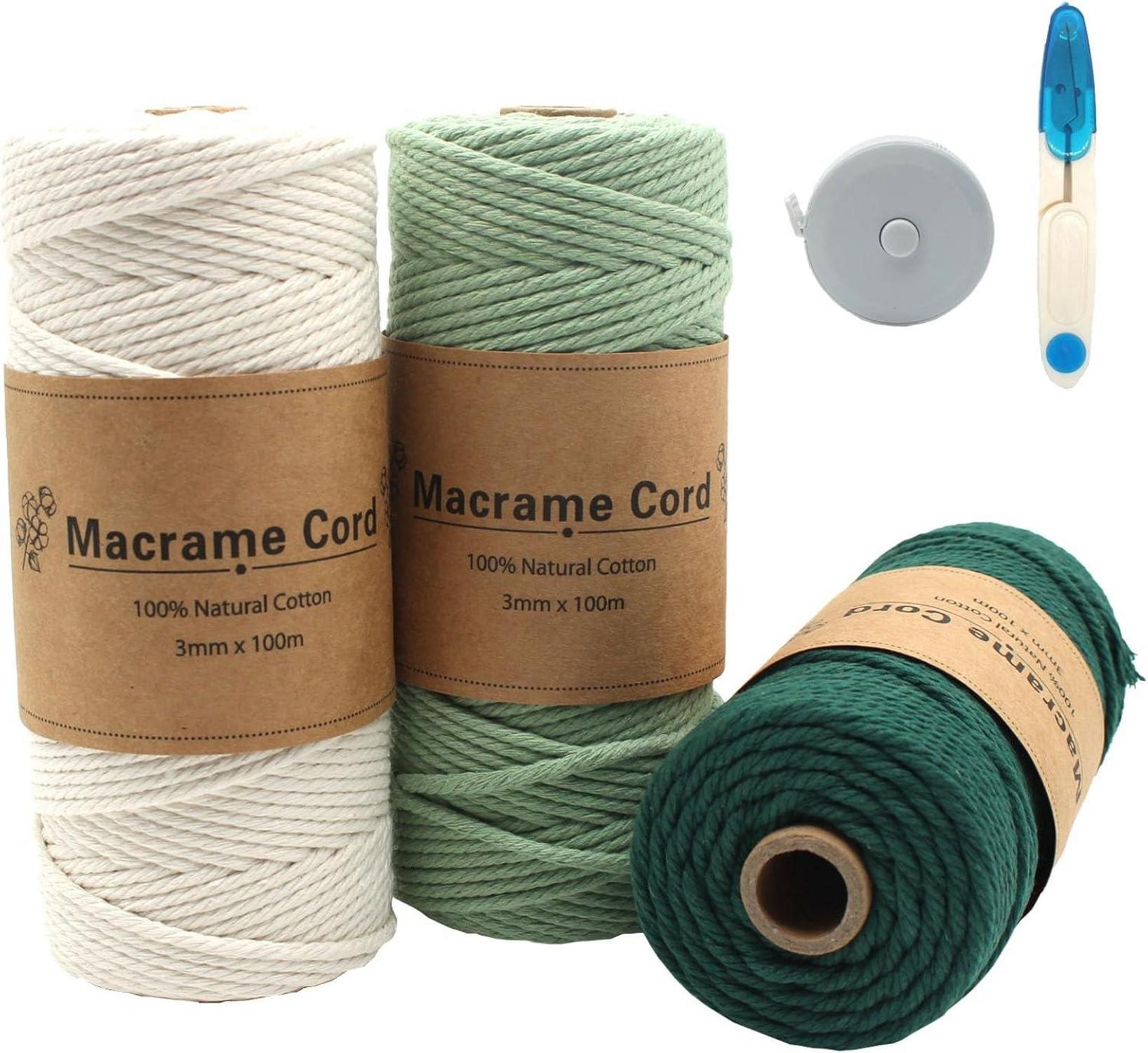 Makramee Garn Set 3mm 100m DIY Handwerk Weihnachten Weben Boho Deko
