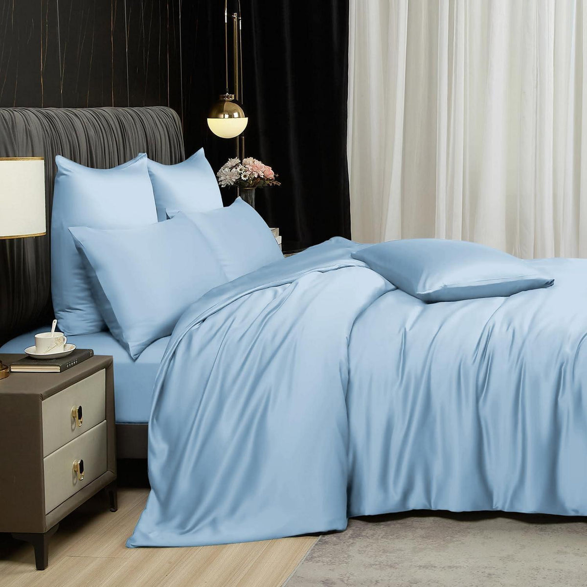 Bambus Bettwäsche 220x240 cm – Kühlend & Atmungsaktiv, Himmelblau