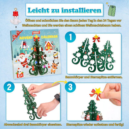 LEMESO Mini Weihnachtsbaum aus Holz - 3D Adventskalender