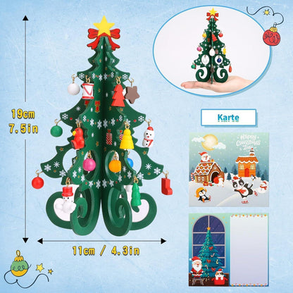 LEMESO Mini Weihnachtsbaum aus Holz - 3D Adventskalender