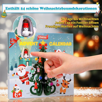 LEMESO Mini Weihnachtsbaum aus Holz - 3D Adventskalender
