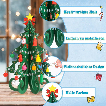 LEMESO Mini Weihnachtsbaum aus Holz - 3D Adventskalender