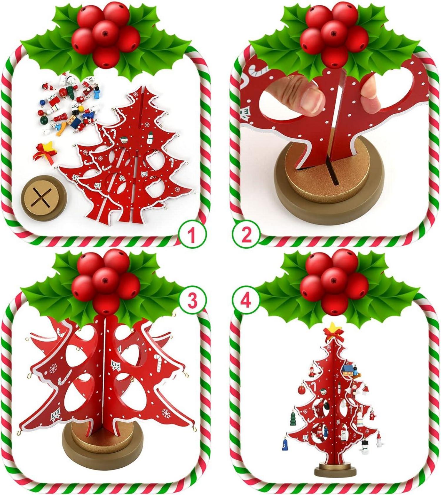 LEMESO Mini Weihnachtsbaum aus Holz - 3D Adventskalender