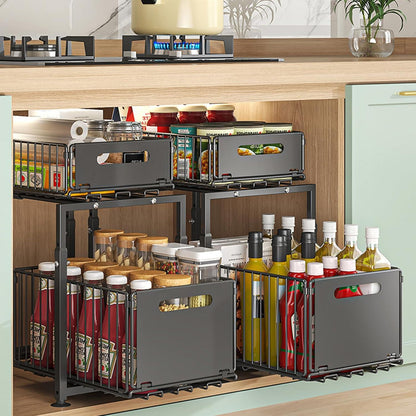 Unterschrank Organizer mit 2 Etagen aus Metall