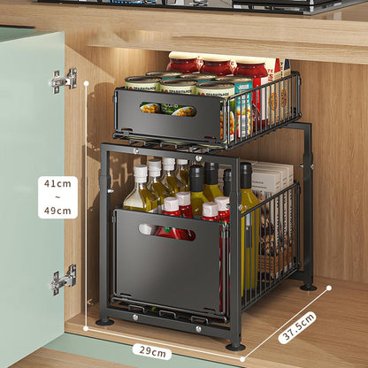 Küchenregal Organizer mit 2 Etagen Metall Unterschrank Badezimmer