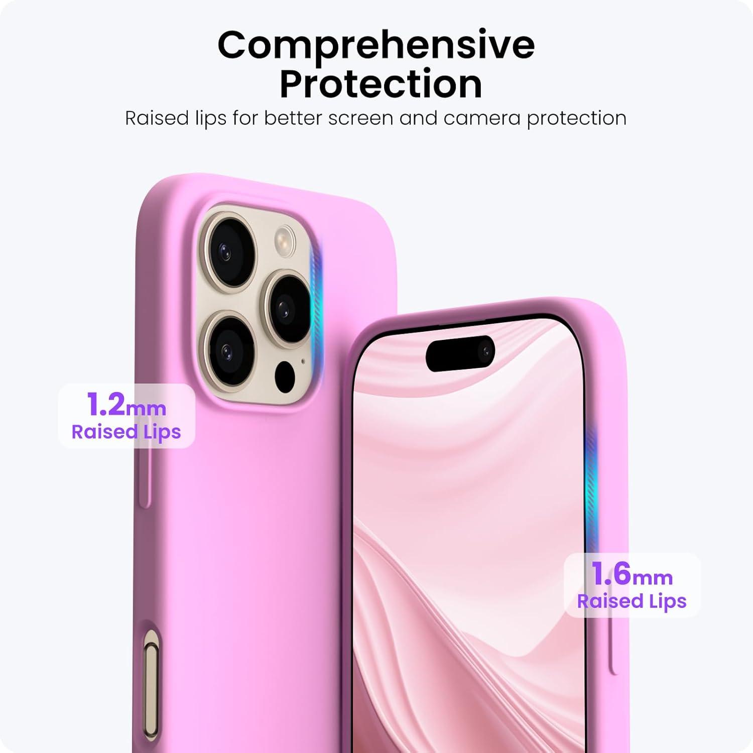 ORNARTO iPhone 16 Pro Hülle Silikon - Kratzfeste Schutzhülle 6,3 Zoll - Kirschblüten Rosa