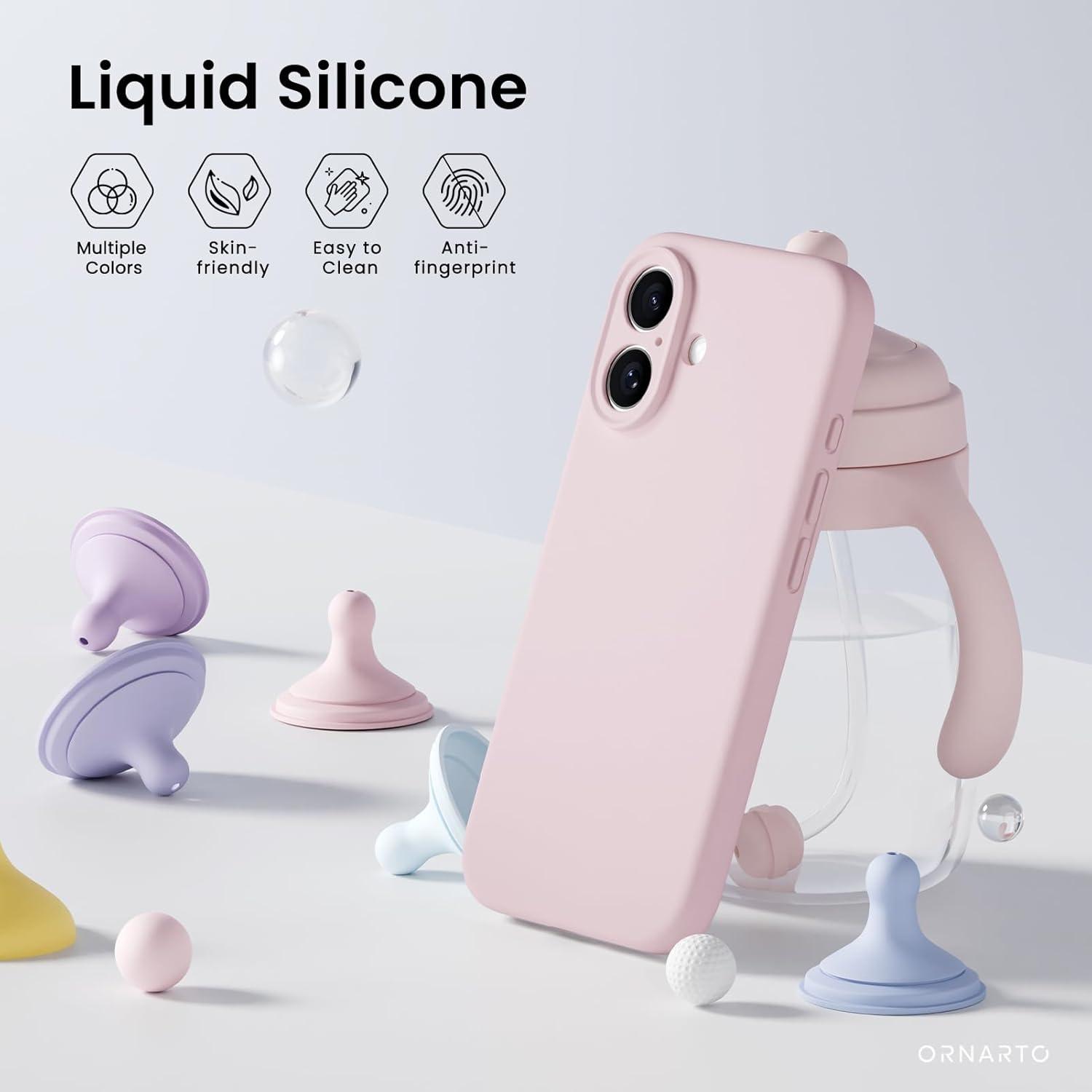iPhone 16 Hülle Kameraschutz 2 Schutzfolien Silikon Rosa