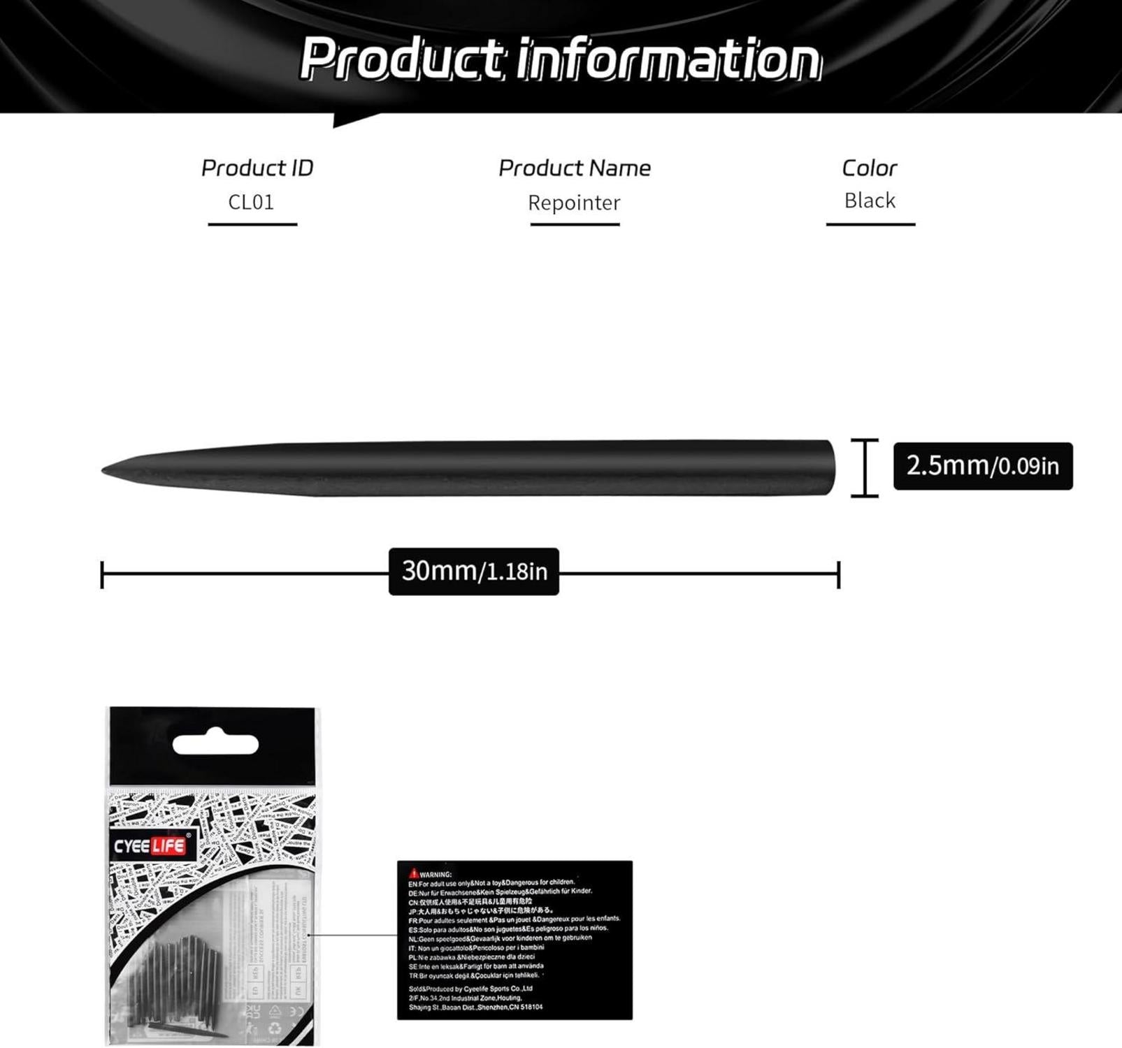 Dartspitzen Ersatz Glatte Spitzen Schwarz Beschichtet 30mm