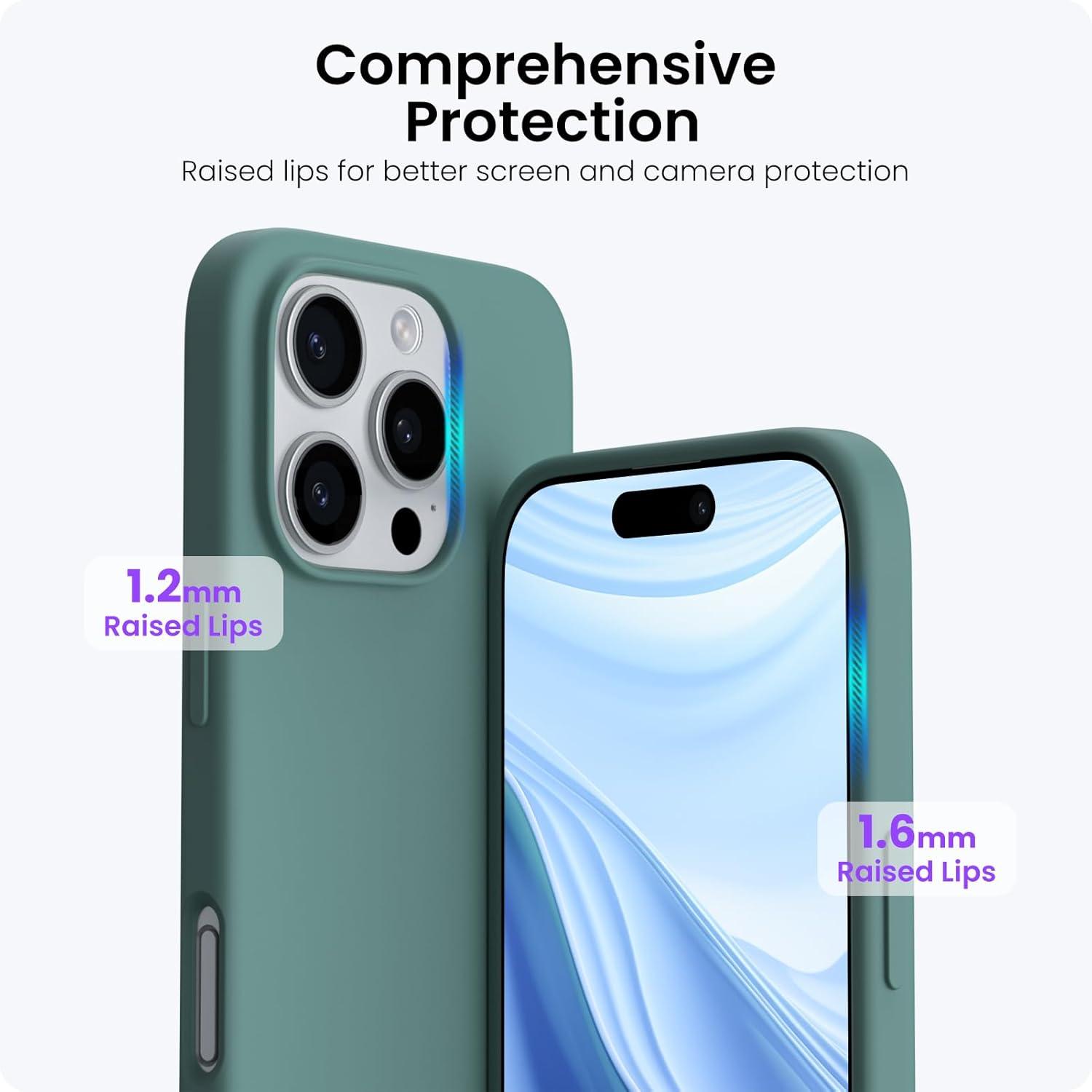 iPhone 16 Pro Hülle Silikon 6,3 Zoll Flüssiges Silikon Piniengrün