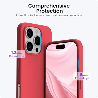 ORNARTO iPhone 16 Pro Hülle Silikon 6,3 Zoll Kratzfeste Stoßfeste Schutzhülle - Rot