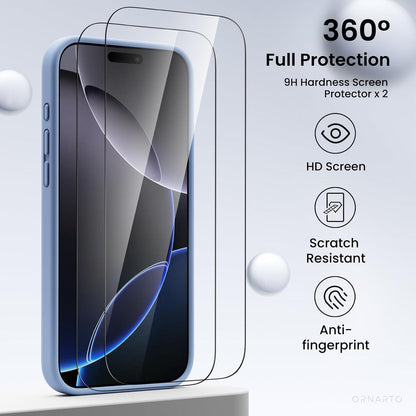 iPhone 16 Pro Max Hülle mit Kameraschutz, 2 Schutzfolien, flüssiges