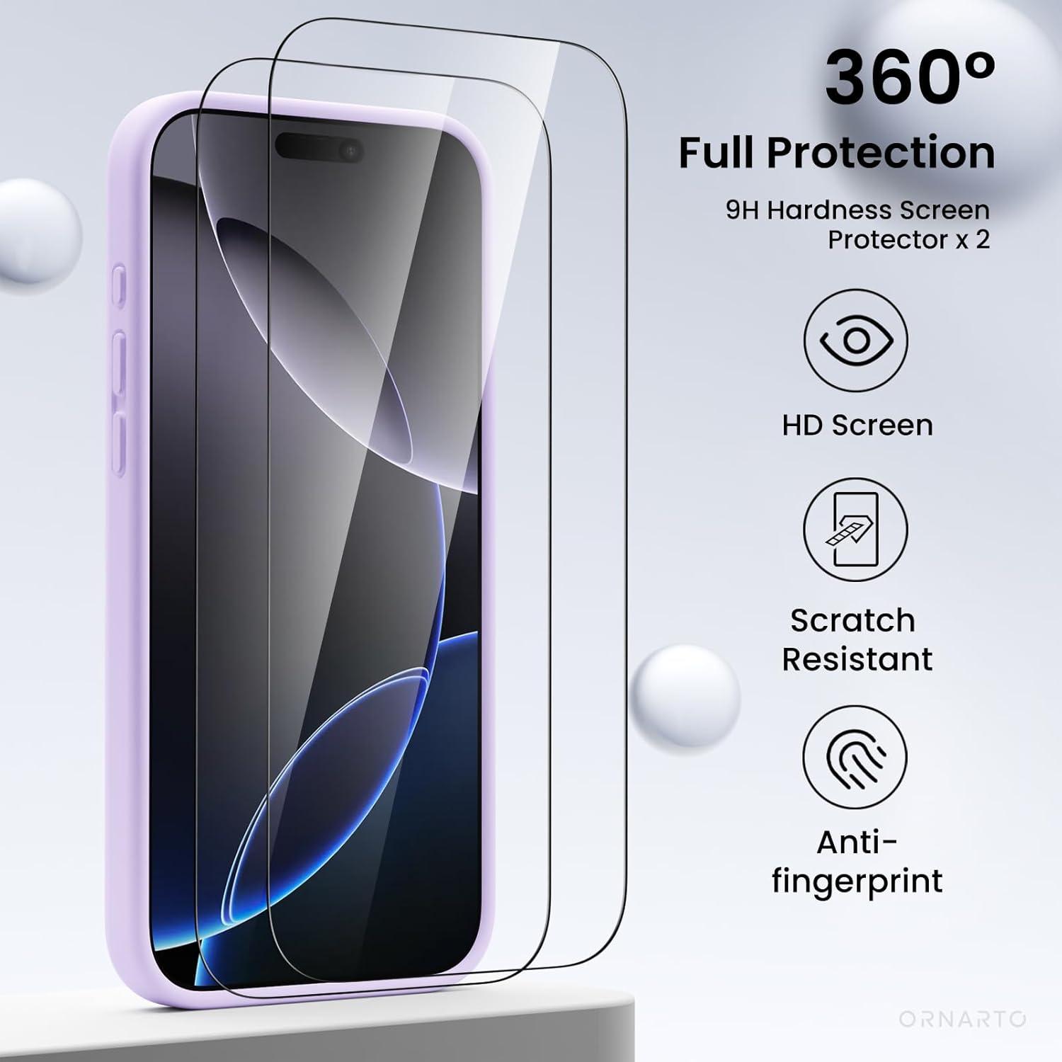 Hülle für iPhone 16 Pro Max mit Kameraschutz, 2 Schutzfolien