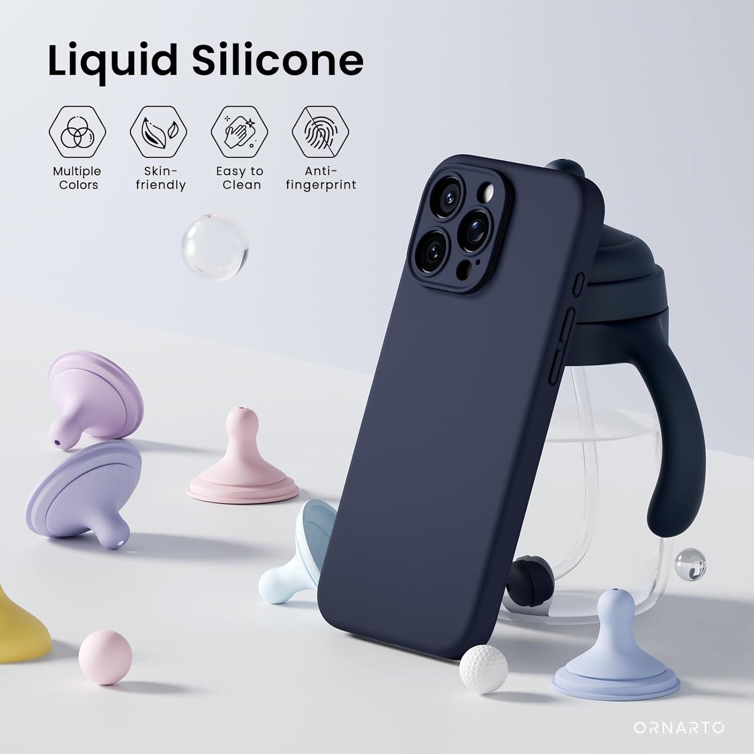 Flüssige Silikonhülle für iPhone 16 Pro Max mit Kameraschutz und 2
