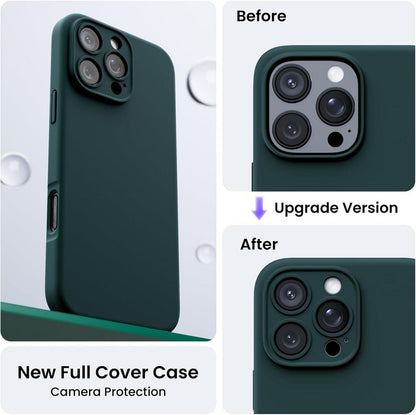 ORNARTO iPhone 16 Pro Max Hülle - Kameraschutz - 2 Schutzfolien - Flüssiges Silikon - Stoßfest - 6.9 Zoll - Mikrofaser - Olivgrün