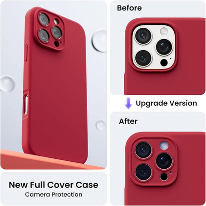 ORNARTO iPhone 16 Pro Max Hülle Kameraschutz Silikon 2 Schutzfolien 6.9 Zoll Rot