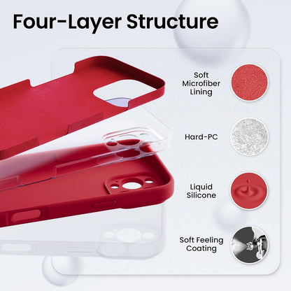 iPhone 16 Pro Max Flüssigsilikon Hülle Kameraschutz 2 Schutzfolien - Rot
