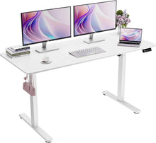 Elektrischer Höhenverstellbarer Schreibtisch 140x60cm Weißes Gestell