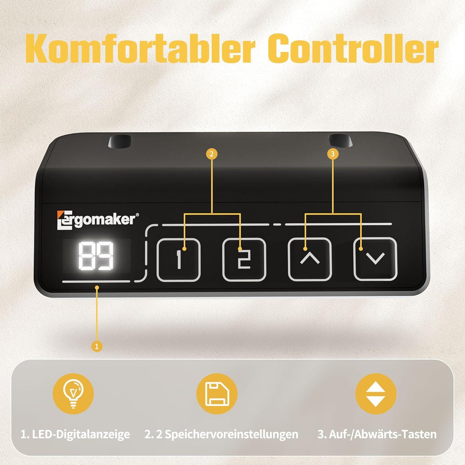Elektrischer höhenverstellbarer Schreibtisch 140x60cm Weiß inkl. Spleißplatte