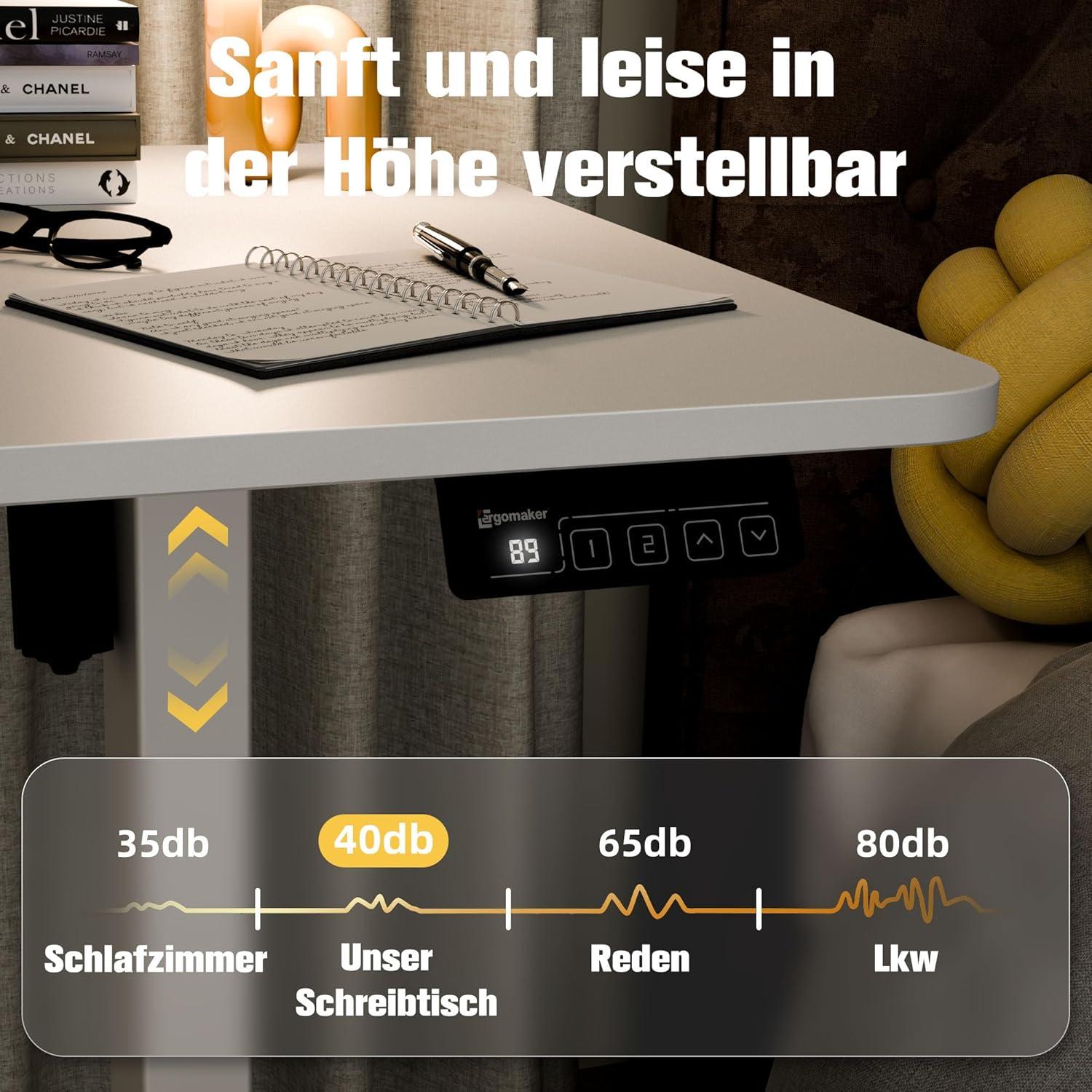 Elektrischer höhenverstellbarer Schreibtisch 140x60cm Weiß inkl. Spleißplatte