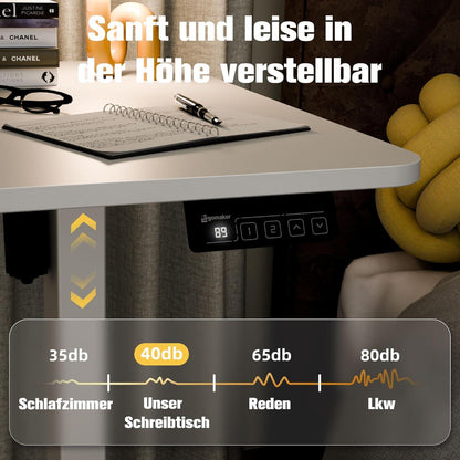Elektrischer höhenverstellbarer Schreibtisch 140x60cm Weiß inkl. Spleißplatte
