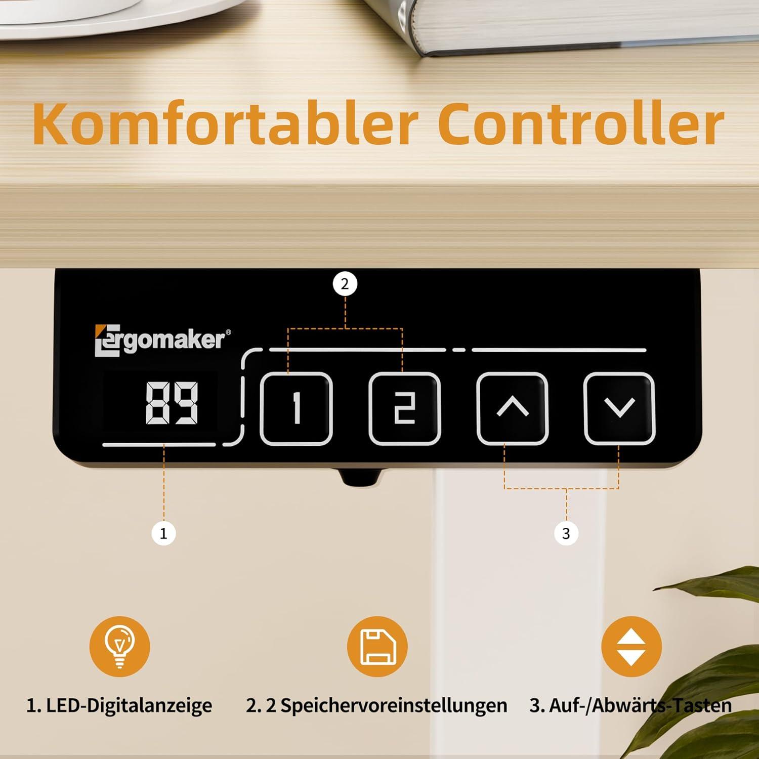 Elektrischer Schreibtisch Eiche 110x60cm Höhenverstellbar