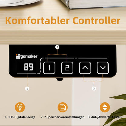 Elektrischer Schreibtisch Eiche 110x60cm Höhenverstellbar