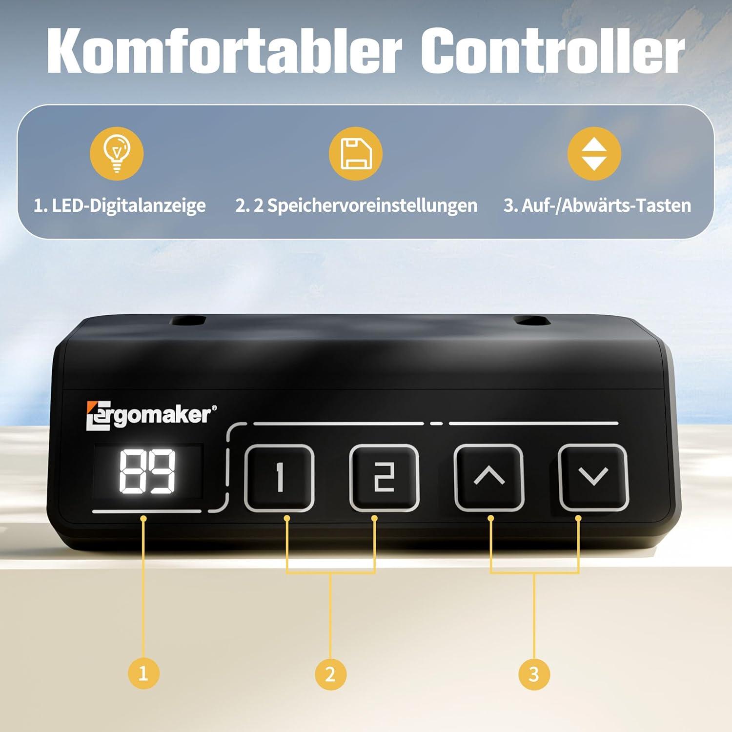 Höhenverstellbarer Schreibtisch 170x60cm, Elektrisch, Schwarz